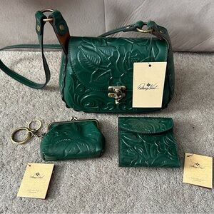 Patricia Nash Micaela Burnished Rose Tooled Shoulder Purse/ Wallet/ Coin Purse